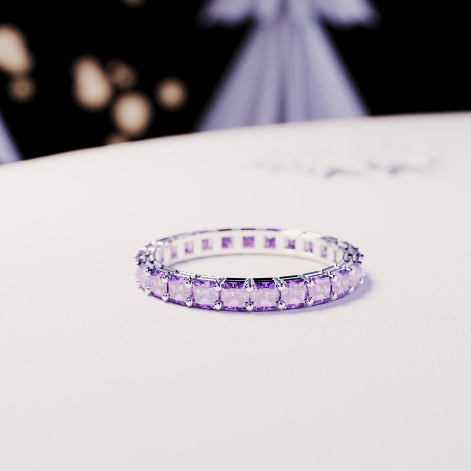 The Eternity: Amethyst Channel Ring - S925 Sterling Silver