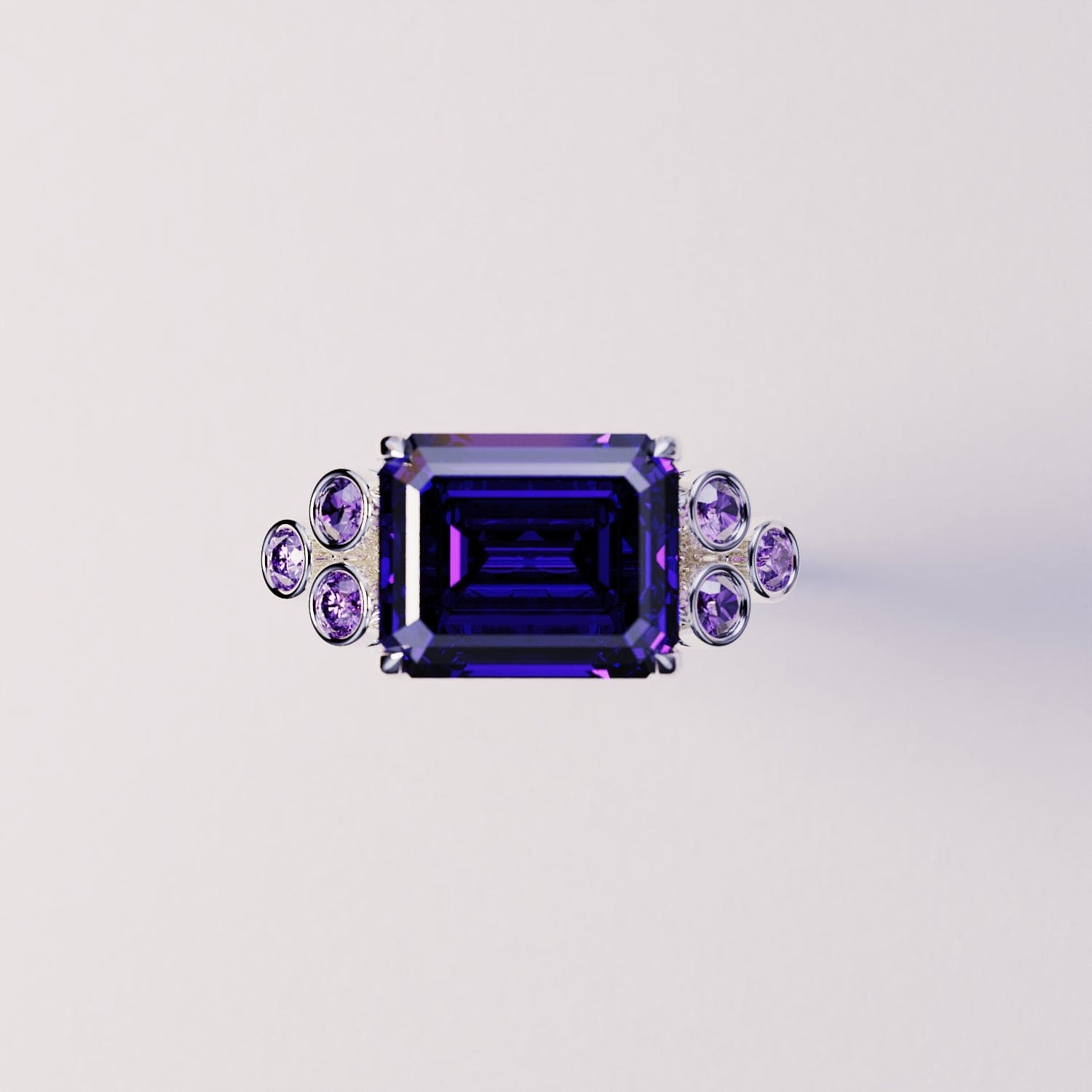 Violet Love: Emerald-Cut Triple Ring Set - S925 Sterling Silver