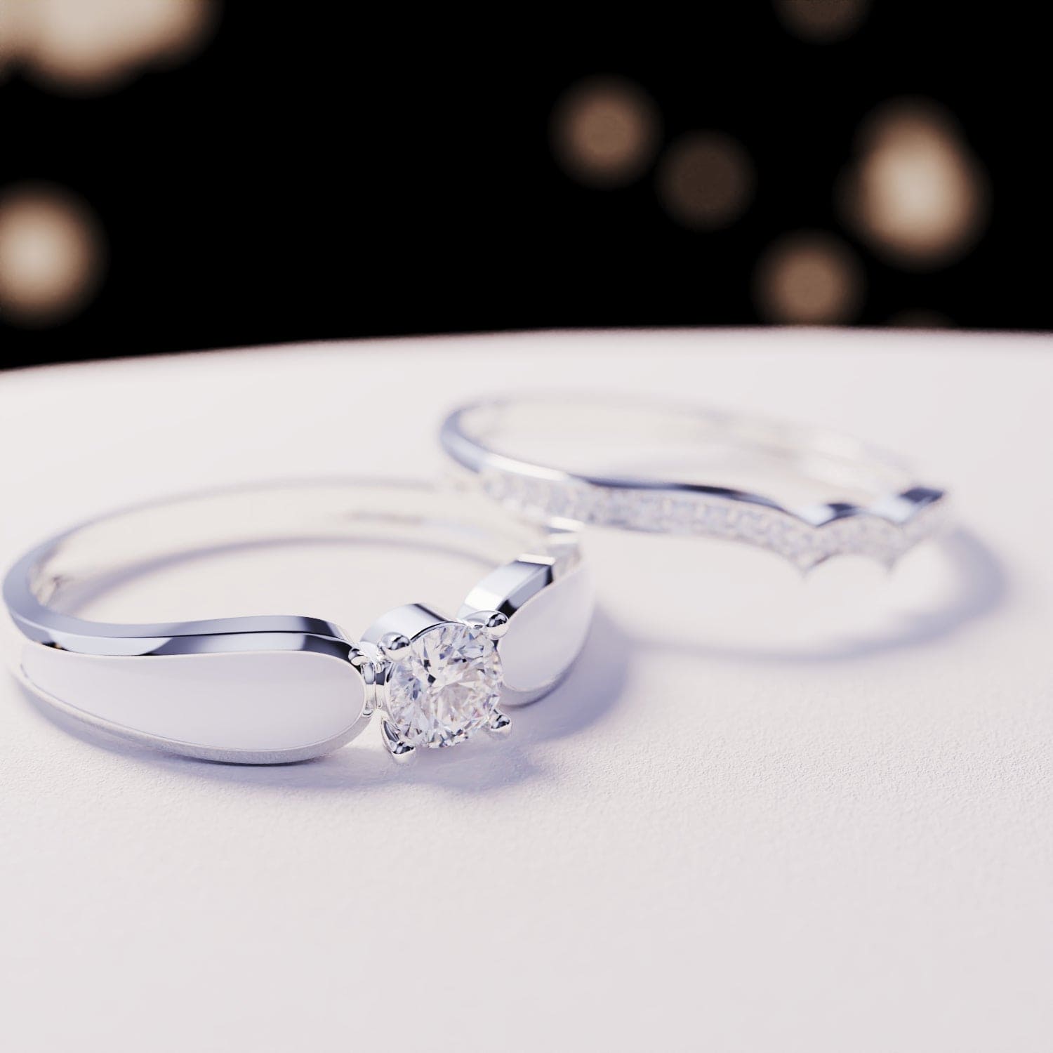 Snow Lagoon: 2 Piece Set Ring - S925 Sterling Silver