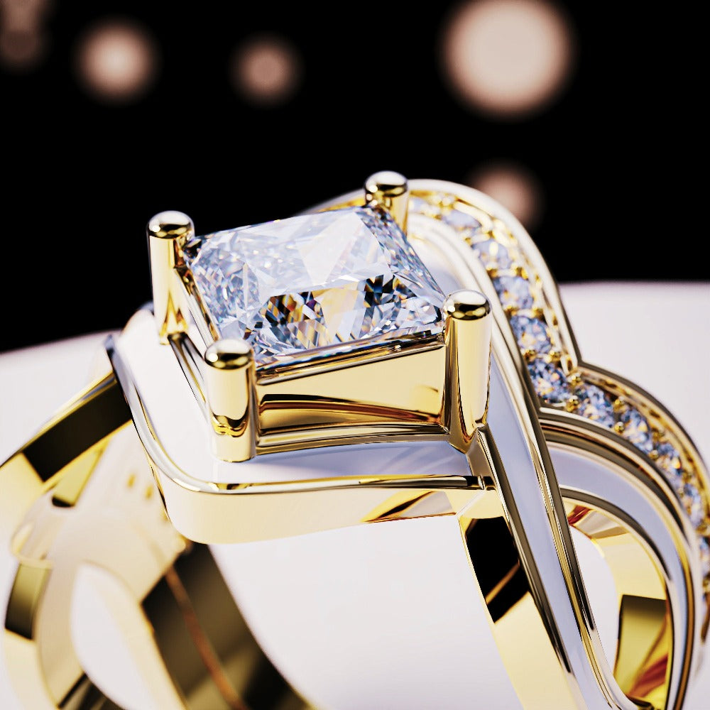 The Snow Wave: Diamond 2-Piece Set Ring - 18K Gold Vermeil