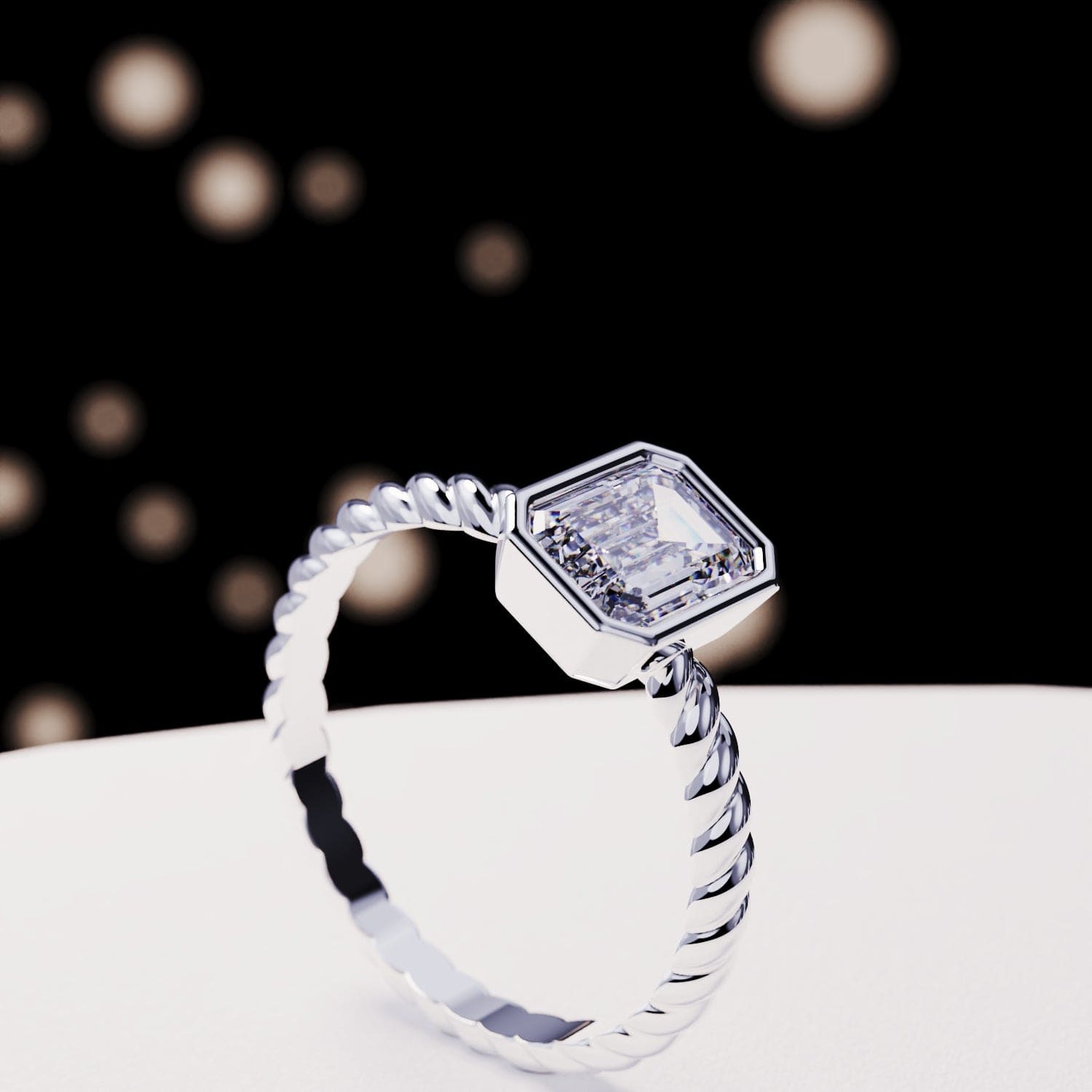 The Solitaire: Emerald-Cut Diamond Ring - S925 Sterling Silver
