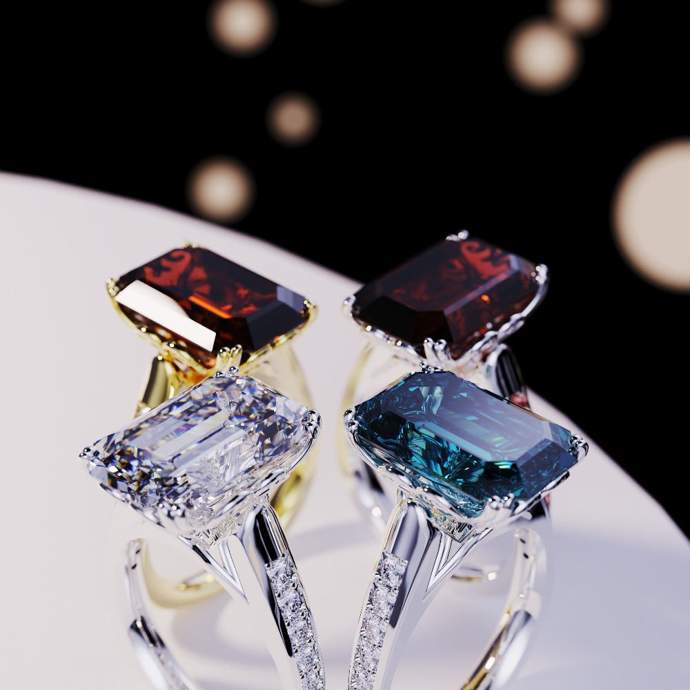 The Dream Collection - 4 Emerald-Cut Rings - S925 or 18K Gold Vermeil
