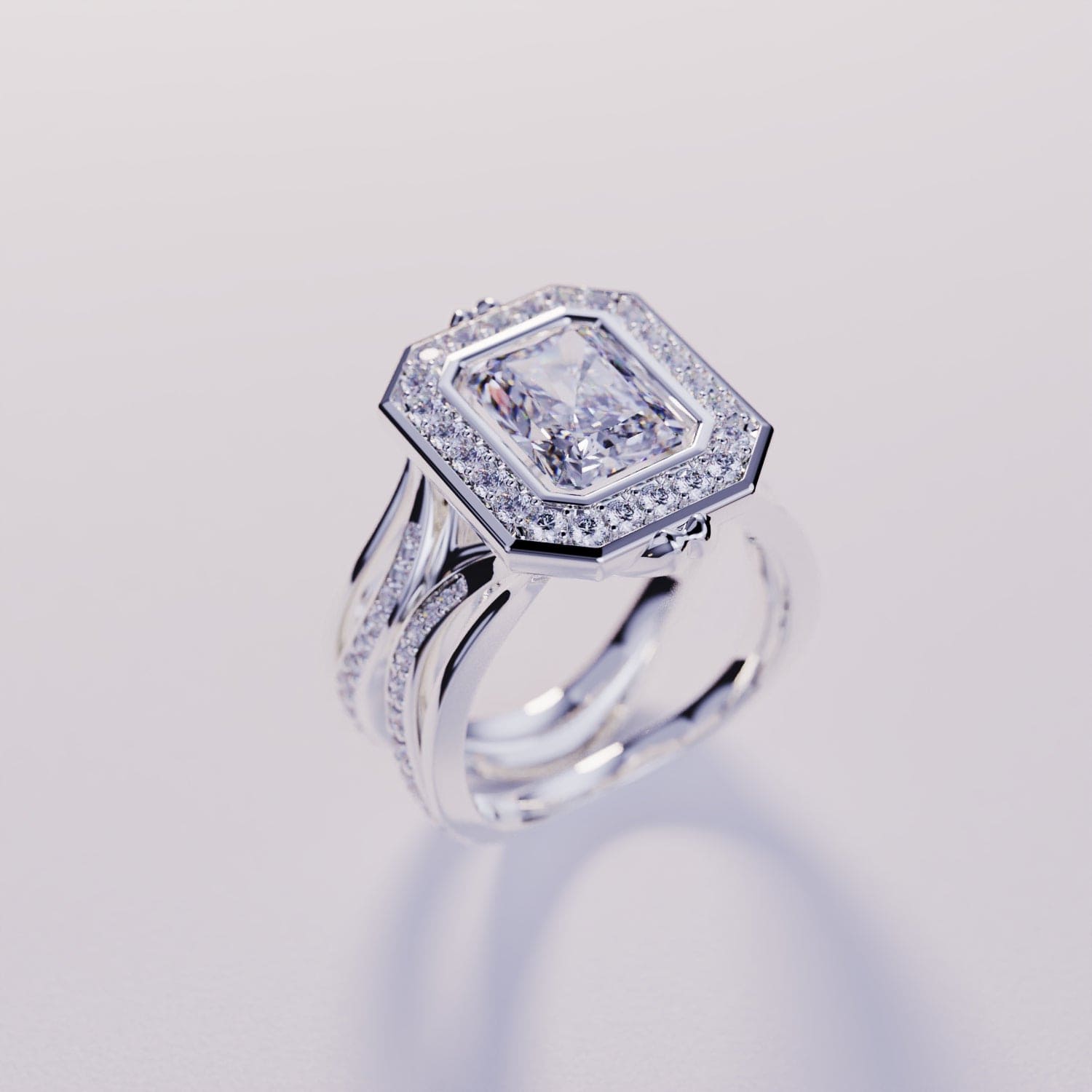 Elysian Glow: Emerald-Cut Diamond Ring - S925 Sterling Silver