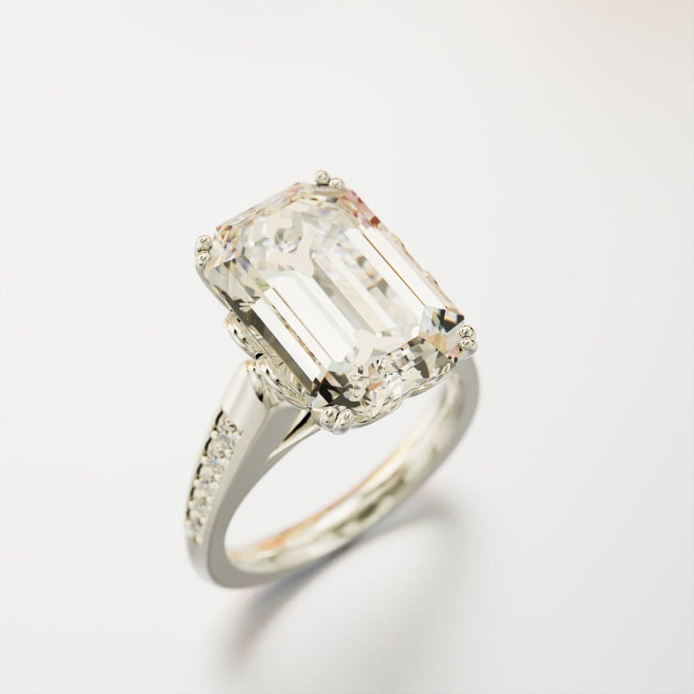 Crystal Dream: Emerald-Cut Diamond Ring - S925 Sterling Silver