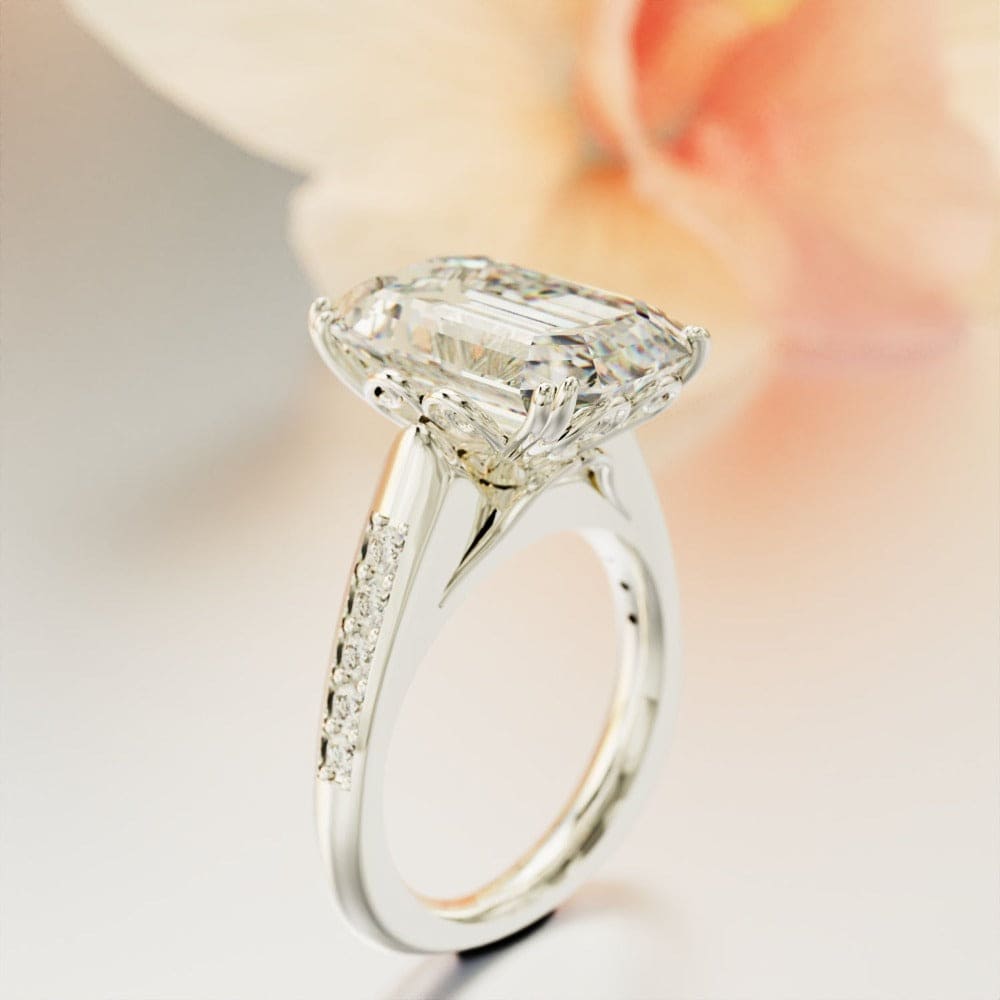 Crystal Dream: Emerald-Cut Diamond Ring - S925 Sterling Silver