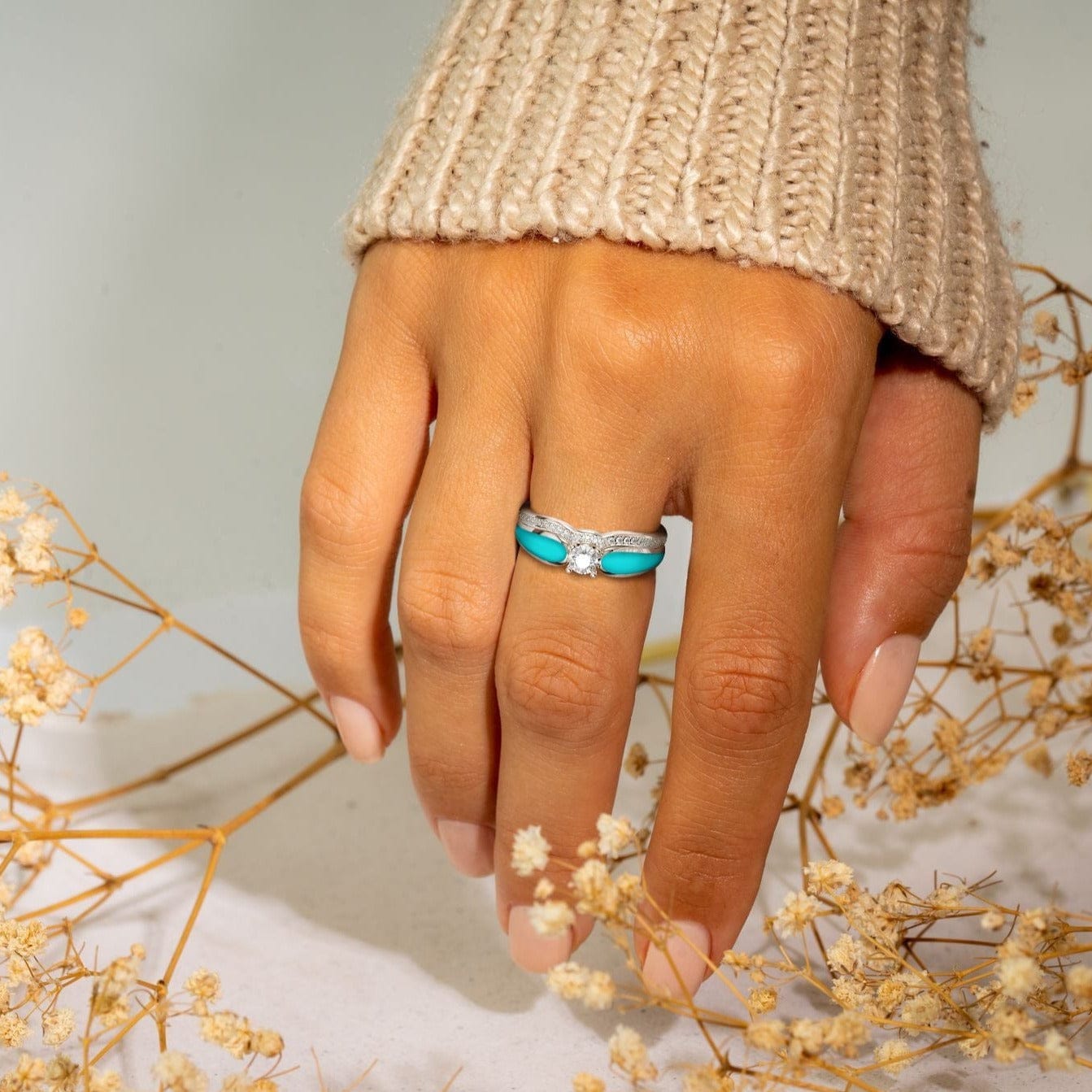 Blue Lagoon Turquoise 2 Piece Ring | S925 Sterling Silver | Navajo