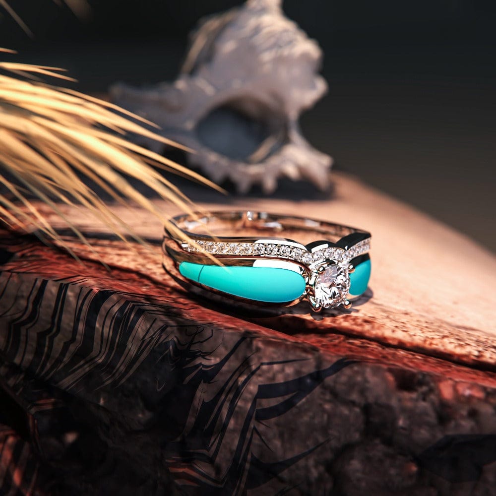 Blue Lagoon Turquoise 2 Piece Ring | S925 Sterling Silver | Navajo