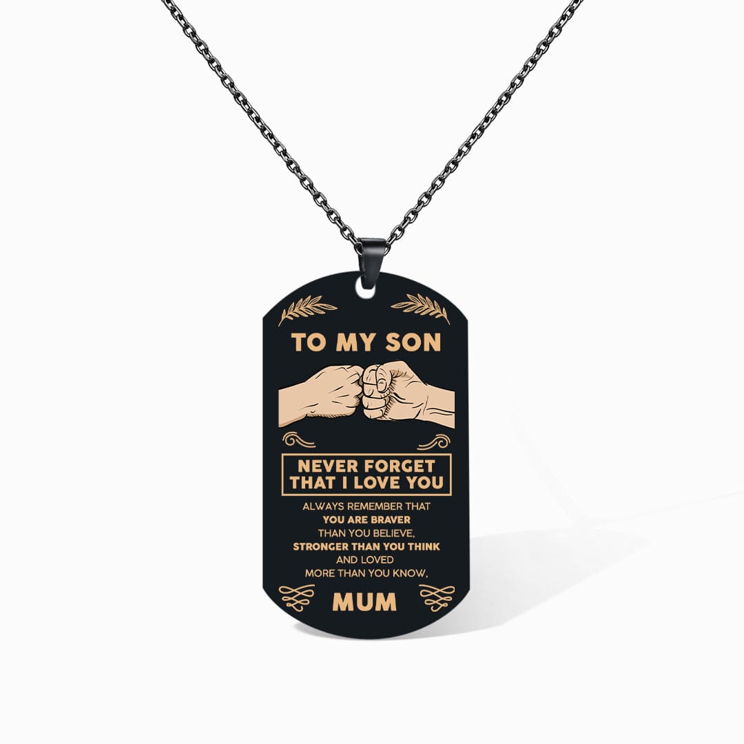 Para mi hijo | Eres mi fuerza | Collar con placa de identificación