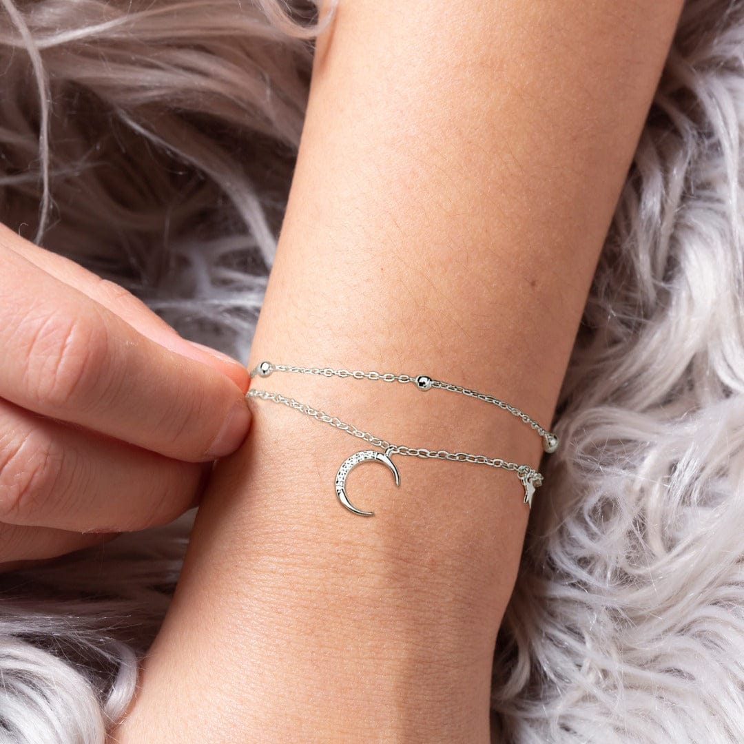 Para mi bella nieta | Pulsera de media luna con estrella especial 925S