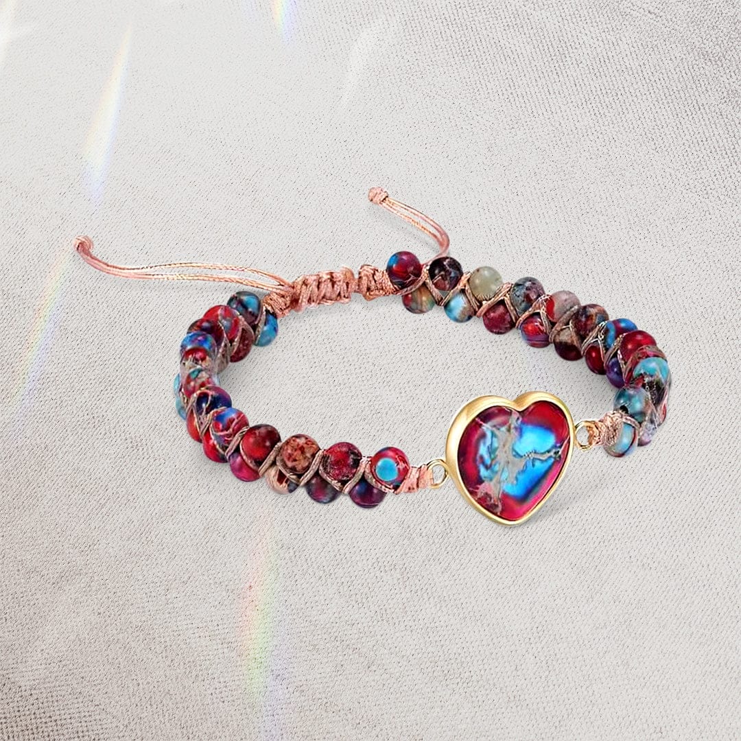 Para mi hija | Te amaré por siempre | Pulsera de corazón de jaspe