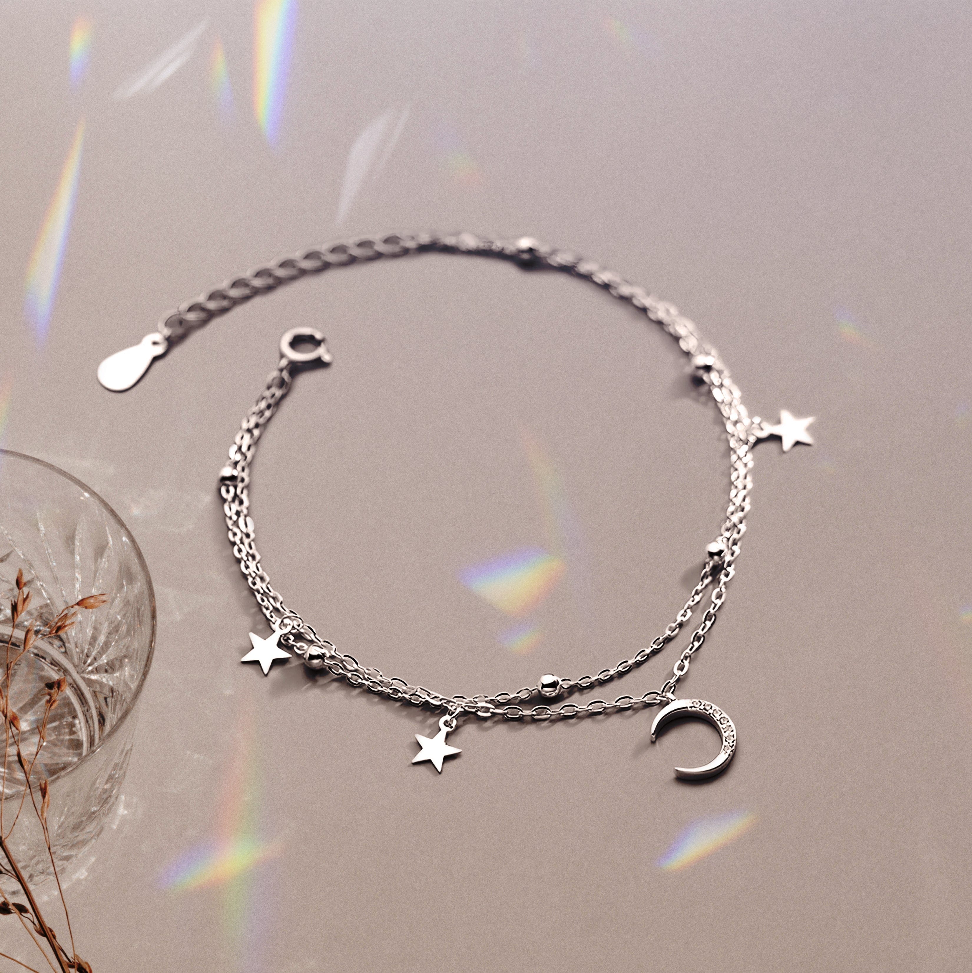 Para mi bella nieta | Pulsera de media luna con estrella especial 925S