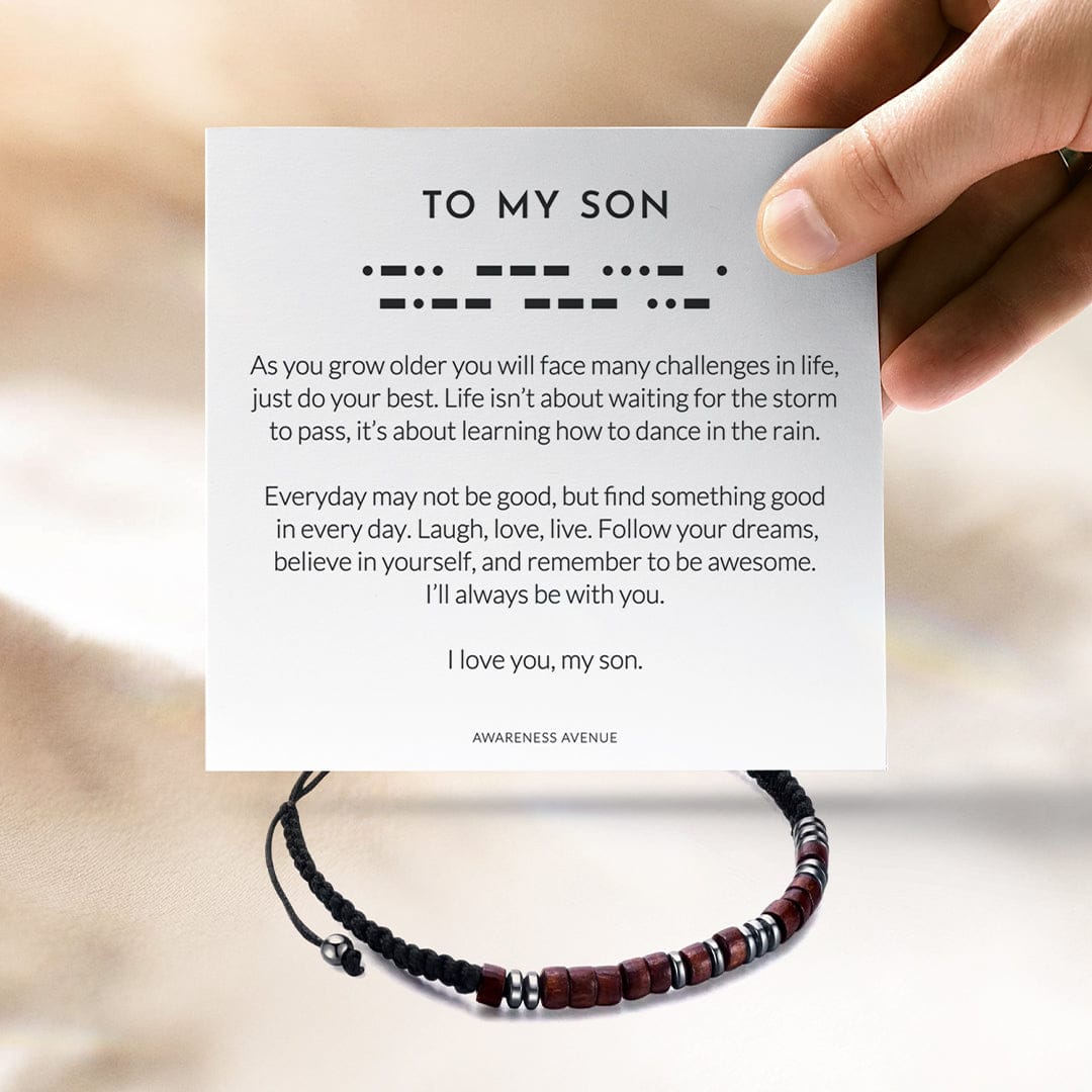 To My Son I Love You Morse Code Braceletobsidian Beads 