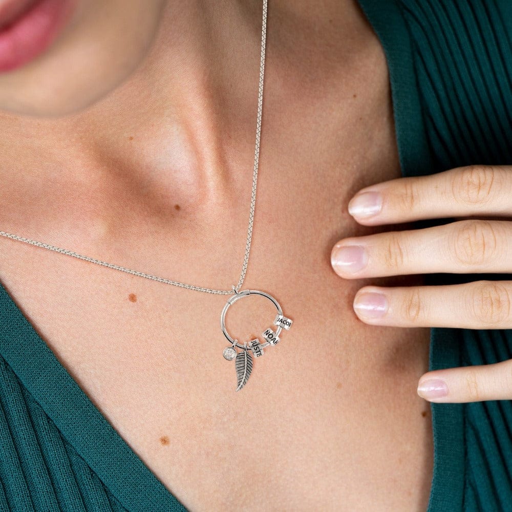 Custom Beaded Circle Pendant and Leaf Design Necklace