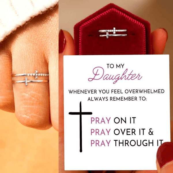 TO MY DAUGHTER PRAY CROSS & HEART RING - Woohops