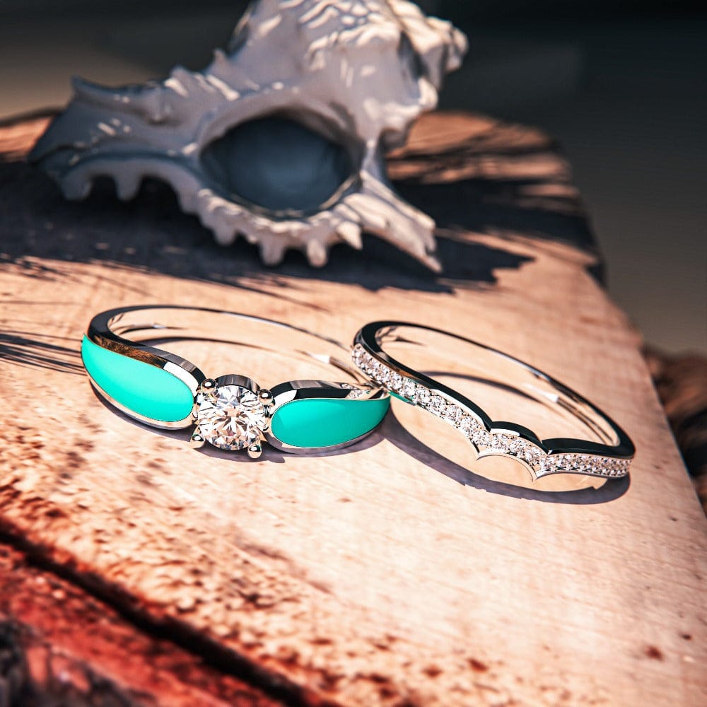 Blue Lagoon: 2 Piece Set Ring - S925 Sterling Silver