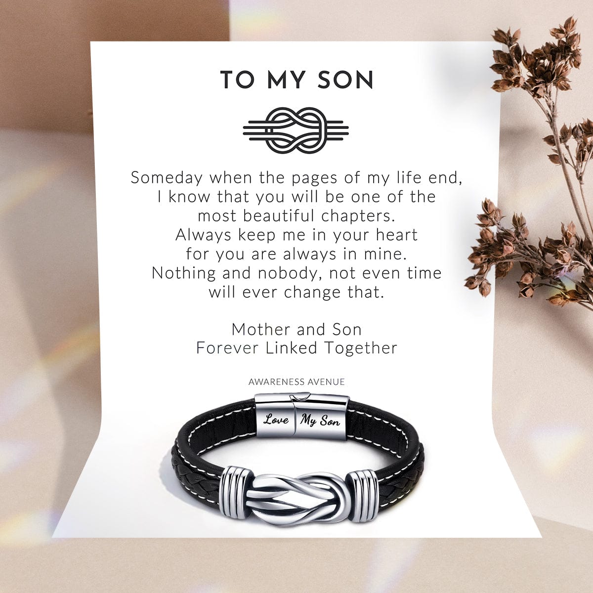 To My Son | Forever Linked Together | Leather Bracelet