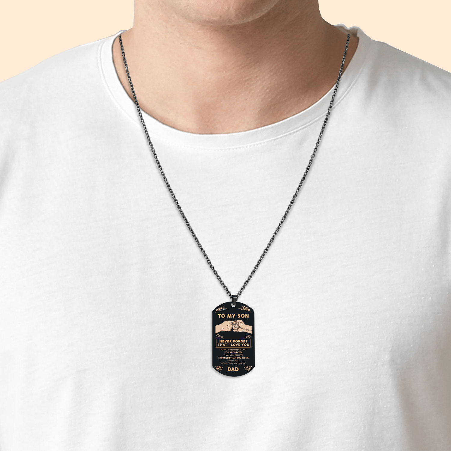 Para mi hijo | Eres mi fuerza | Collar con placa de identificación