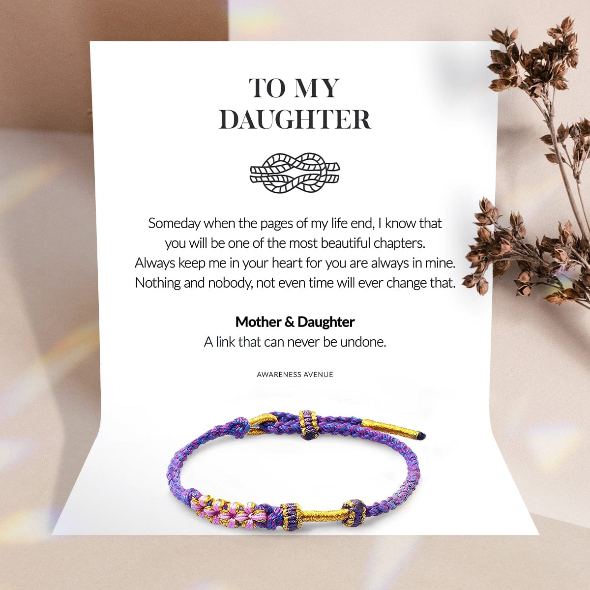 Daughter | A Link That Can Never Be Undone | Peach Blossom Knot Bracelet