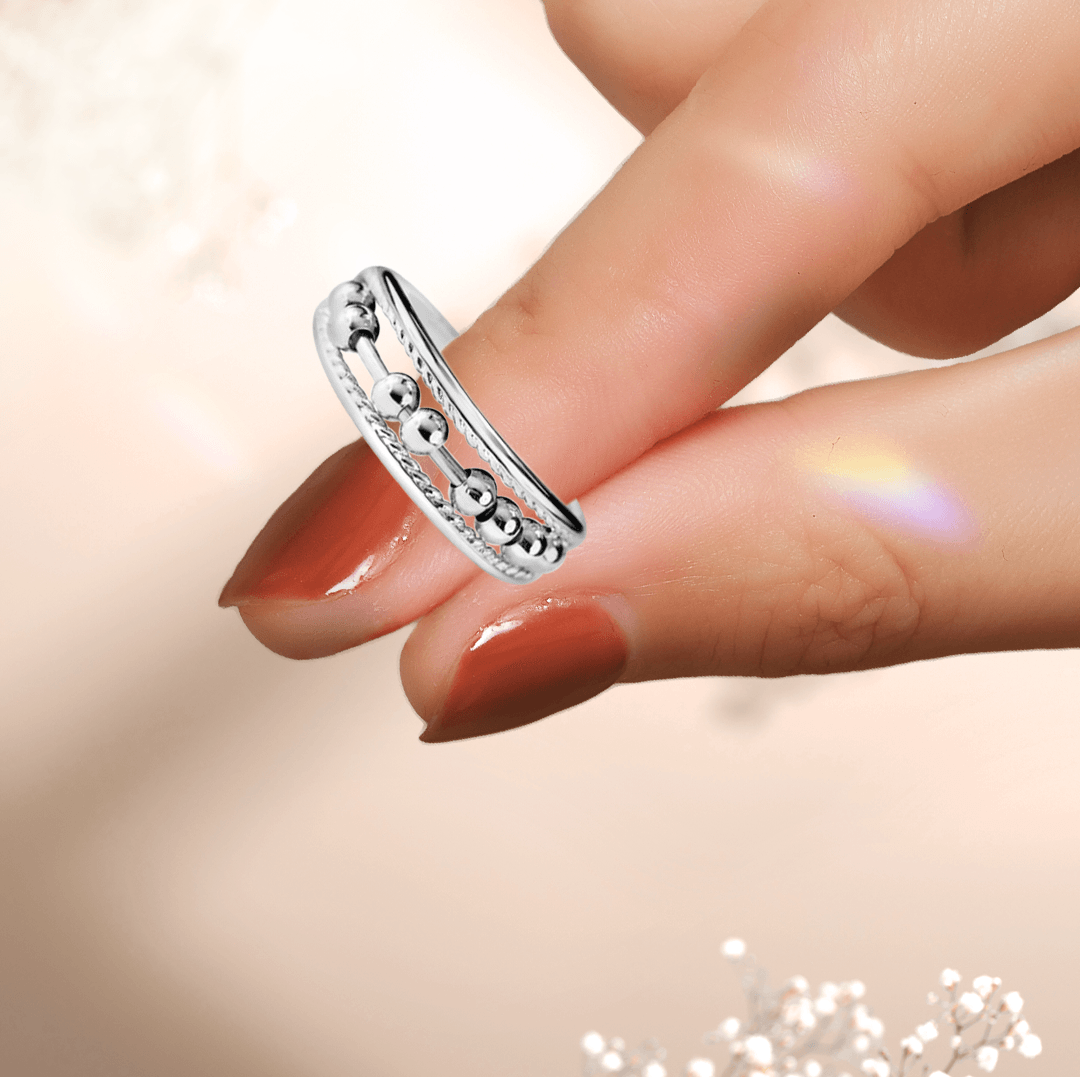 To My Daughter | Drive Away Your Anxiety | S925 Two Layer Beads Fidget Ring