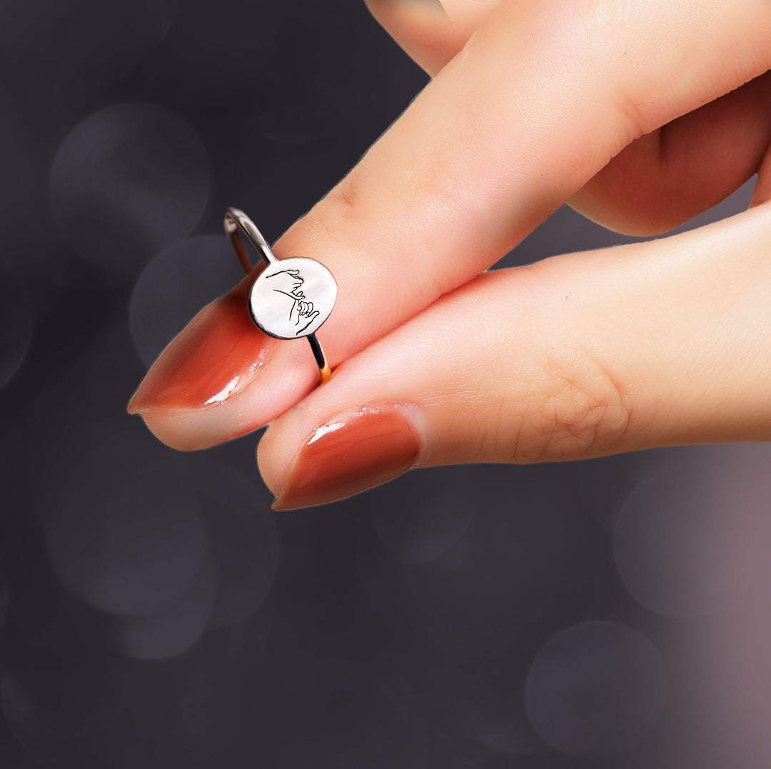 Granddaughter | Side by Side | 925 Silver Pinky Promise Ring-Awareness Avenue-gift: All,gift: Granddaughter,Ring,ring: All,ring: Granddaughter