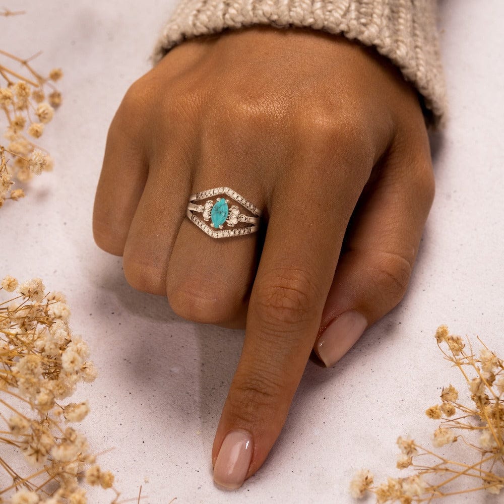 Abrazo del océano: conjunto de dos anillos en plata de ley S925