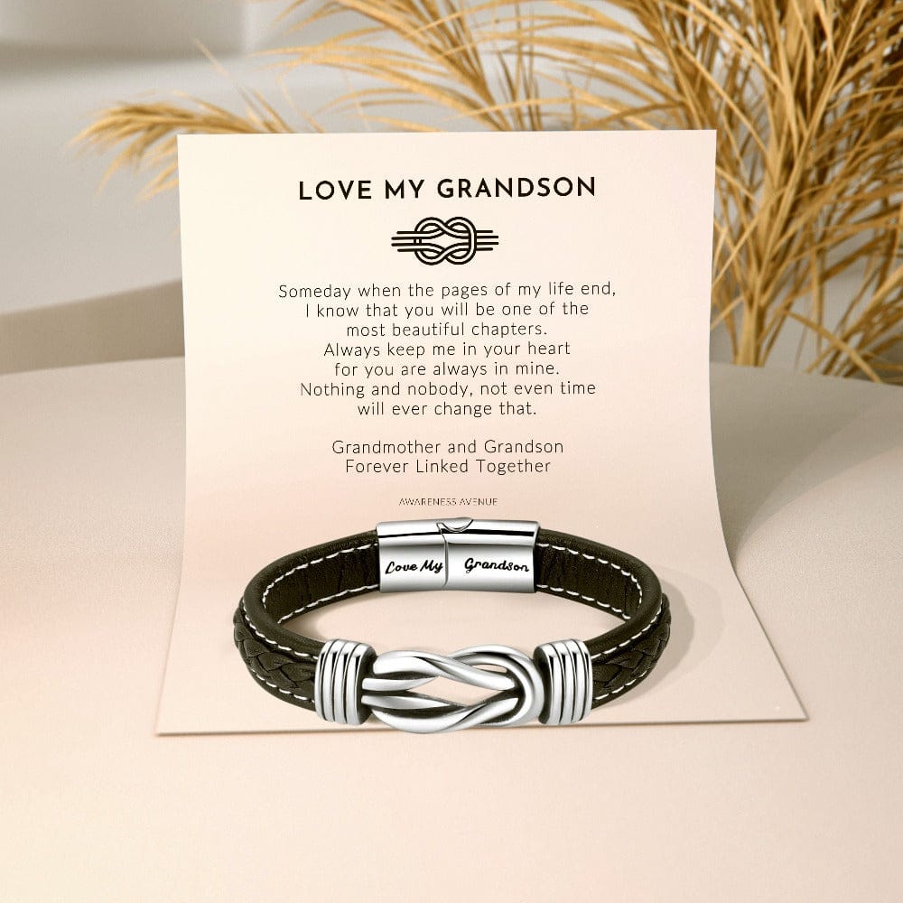 Grandmother & Grandson | Forever Linked Together | Leather Bracelet